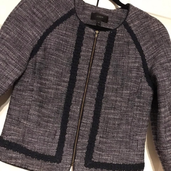 J. Crew Blue Suit Jacket with Braided Trim - Picture 6 of 6